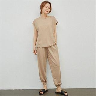 Lounge Set: Cap-sleeve Top + Jogger Pants