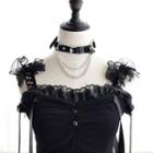 Chain Layered Faux Leather Choker Black - One Size