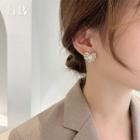 Faux Pearl Heart Stud Earring 1 Pair - 925 Silver - As Shown In Figure - One Size