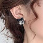 Cz Stud Earring 1 Pair - Black - One Size