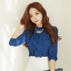 Ruffled 3/4-sleeve Blouse