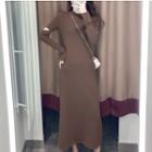Cut Out Long-sleeve Midi A-line Dress