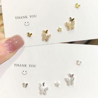 Set: Rhinestone Butterfly Ear Stud
