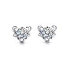 925 Sterling Silver Twelve Horoscope Taurus Stud Earrings With White Cubic Zircon