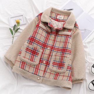 Plaid Button Jacket Khaki - One Size