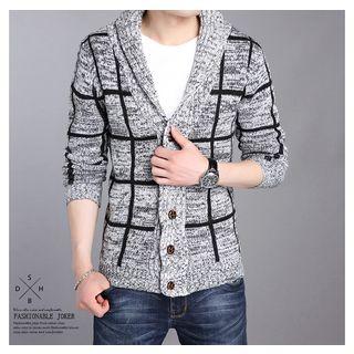 Shawl Collar Plaid Buttoned Cardigan