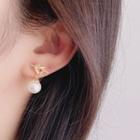Faux Pearl Clip-on Earring 1 Pair - Clip On Earrings - White & Gold - One Size