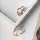 Rhinestone Open Ring 1 Pc - Ring - Rose Gold - One Size