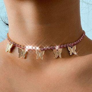 Butterfly Rhinestone Choker
