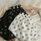 Mesh-overlay Polka-dot Midi Skirt