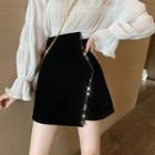 Rhinestone Asymmetrical A-line Mini Skirt