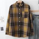 Long-sleeve Plaid Woolen Shirt As Shown In Figure - One Size