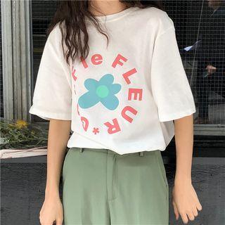 Short-sleeve Flora Printed T-shirt White - One Size