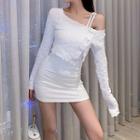Set: Rhinestone Bow Cropped Cardigan + Mini Dress