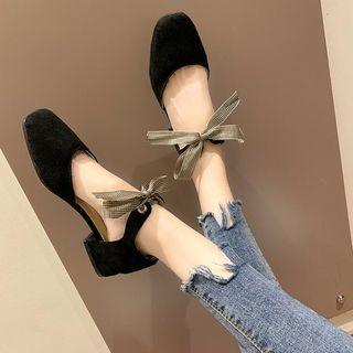 Velvet Ribbon Low Heel Sandals