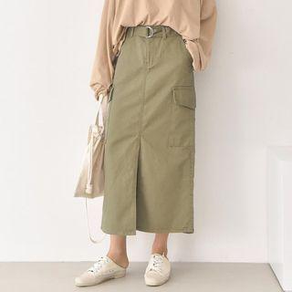 Belted H-line Long Cargo Skirt
