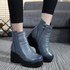 Genuine Leather Wedge Ankle Boots