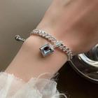 Rhinestone Chunky Chain Alloy Bracelet Sl0641 - Silver - One Size