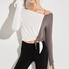 Two-tone Slit Sports T-shirt