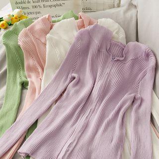 Zipper Hooded Knit Top
