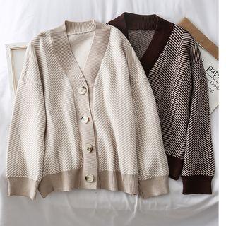 Loose-fit Striped Knit Cardigan