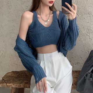 Cropped Knit Tank Top / Cardigan