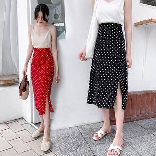 Spaghetti Strap Top / Dotted Midi Skirt