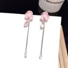 Faux Pearl Flower Dangle Earring 1 Pair - Steel Earrings - Pink - One Size