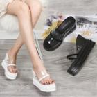 Clear Strap Platform Wedge Slippers