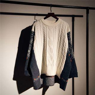 Color-block Oversize Dip-back Sweater