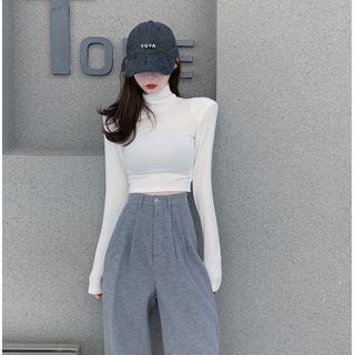 Long-sleeve Mock-neck Top / Wide-leg Pants