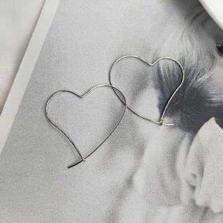 Heart Alloy Earring Stud Earrings - 1 Pr - Silver - One Size