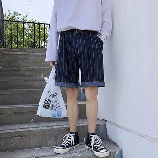 Pinstripe Denim Shorts