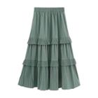 Chiffon Midi A-line Tiered Skirt