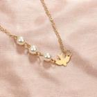Faux Pearl Dove Necklace 6723 - One Size