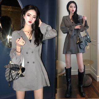 Double-breasted Mini Coatdress Gray - One Size