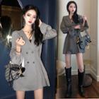 Double-breasted Mini Coatdress Gray - One Size