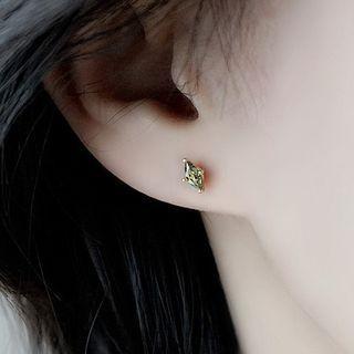 Rhinestone Sterling Silver Stud Earring 1 Pair - One Size