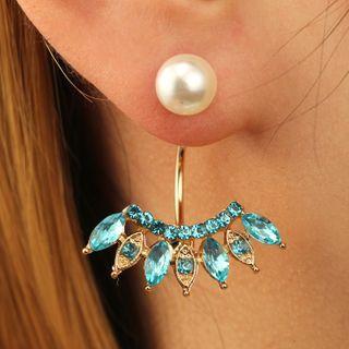 Rhinestone Faux Pearl Swing Earring