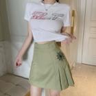 Patchwork Printed Crop T-shirt / Printed Mini Skirt