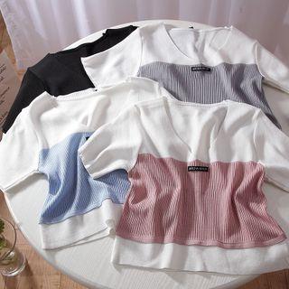 Short-sleeve Knit Panel T-shirt