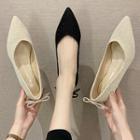 Pointed Bow Accent Kitten Heel Pumps