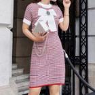 Bow Accent Short Sleeve Knit Dress