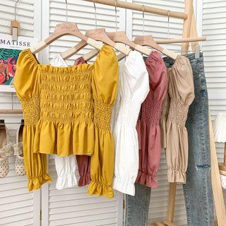 Ruffle-trim Smocked Crop Top In 8 Colors