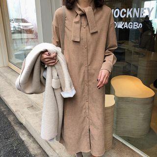Tie-neck Midi Shirtdress