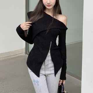 Asymmetrical Slit Knit Top