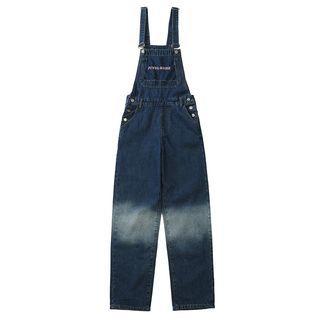 Lettering Embroidered Gradient Denim Jumper Pants