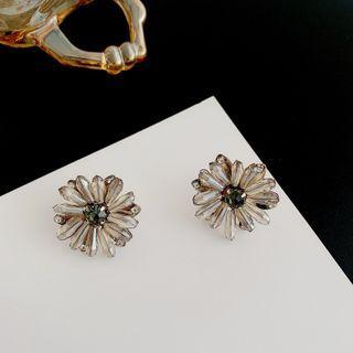 Sterling Silver Rhinestone Stud Earring 1 Pair - Sterling Silver Rhinestone Stud Earring - Transparent Black - One Size