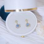 Rhinestone Planet Drop Earring 1 Pair - Gold & Blue - One Size
