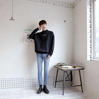 High-neck Embroidered Sweatshirt